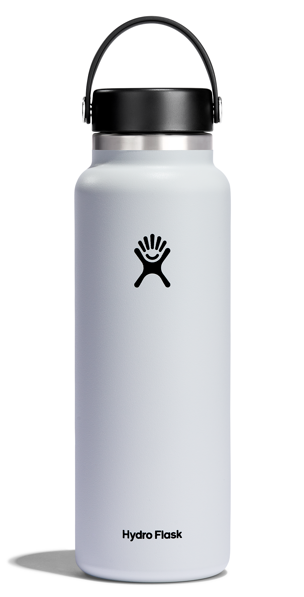 Hydro Flask wide mouth insulated water bottle with flex cap in a sleek design, perfect for keeping drinks cold or hot.